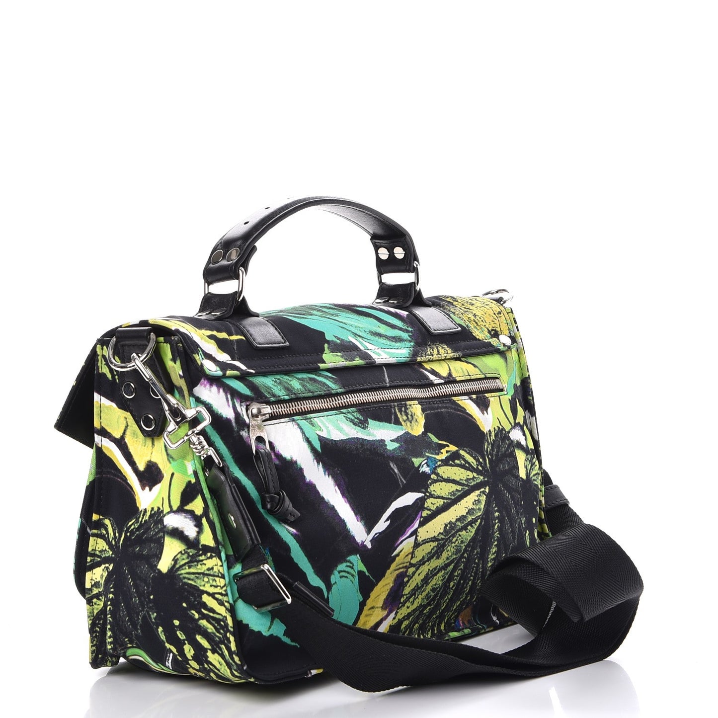 Nylon Tropical Printed Medium PS1 Satchel Black