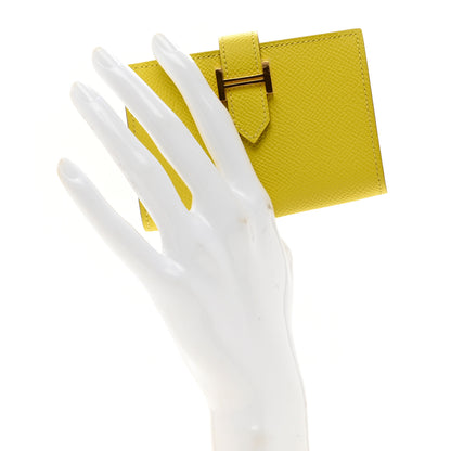 Hermes Epsom Bearn Card Holder Wallet Lime 2 of 7
