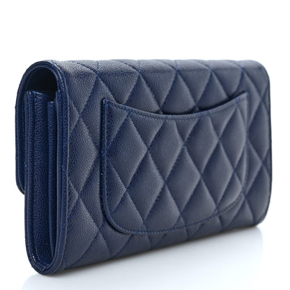 Chanel Caviar Quilted Large Gusset Flap Wallet Navy 3 of 7