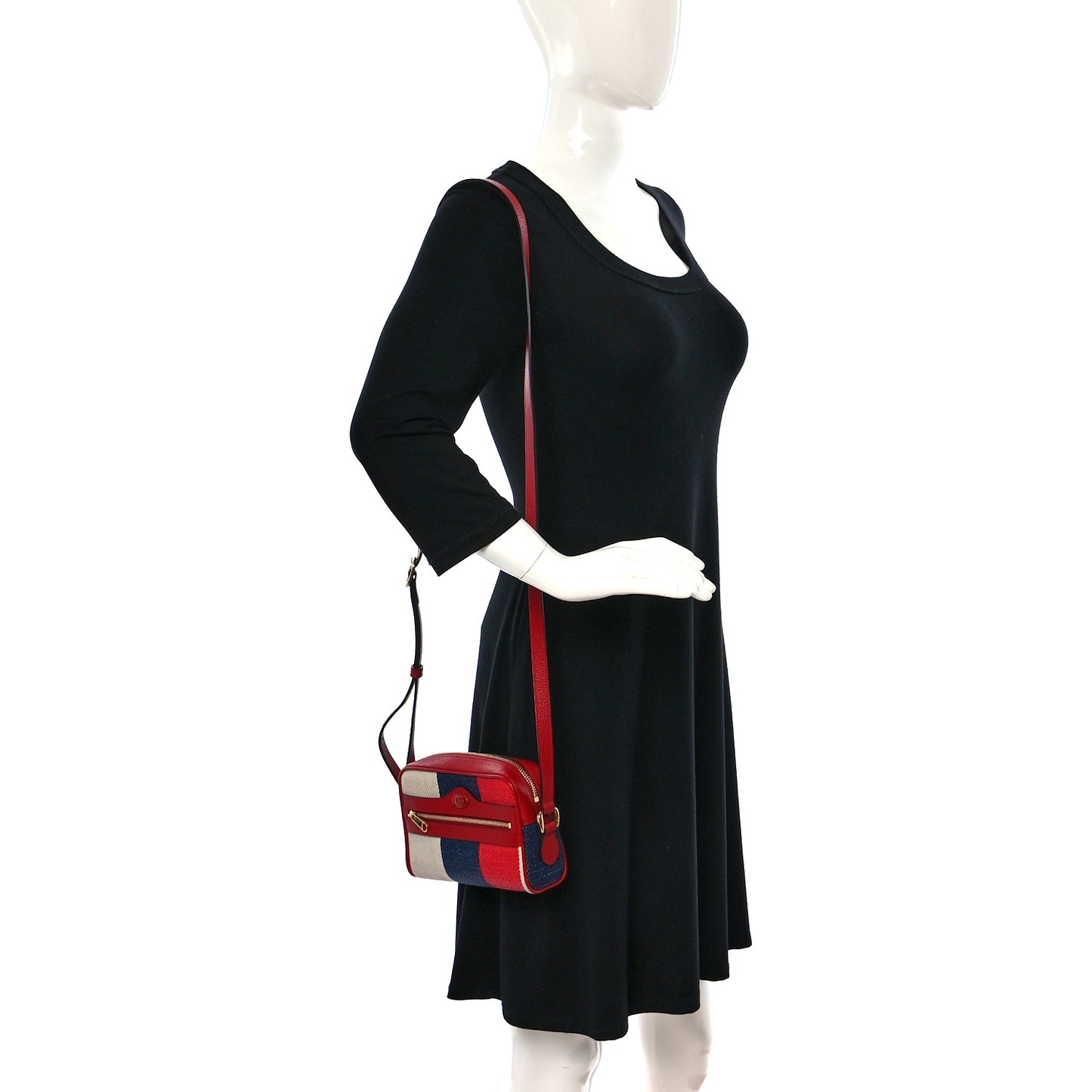 Canvas Sylvie Stripe Mini Ophidia Camera Bag Mystic White Hibiscus Red Maritime