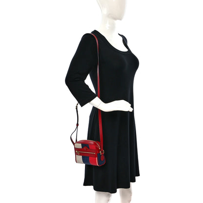 Gucci Canvas Sylvie Stripe Mini Ophidia Camera Bag Mystic White Hibiscus Red Maritime 2 of 9