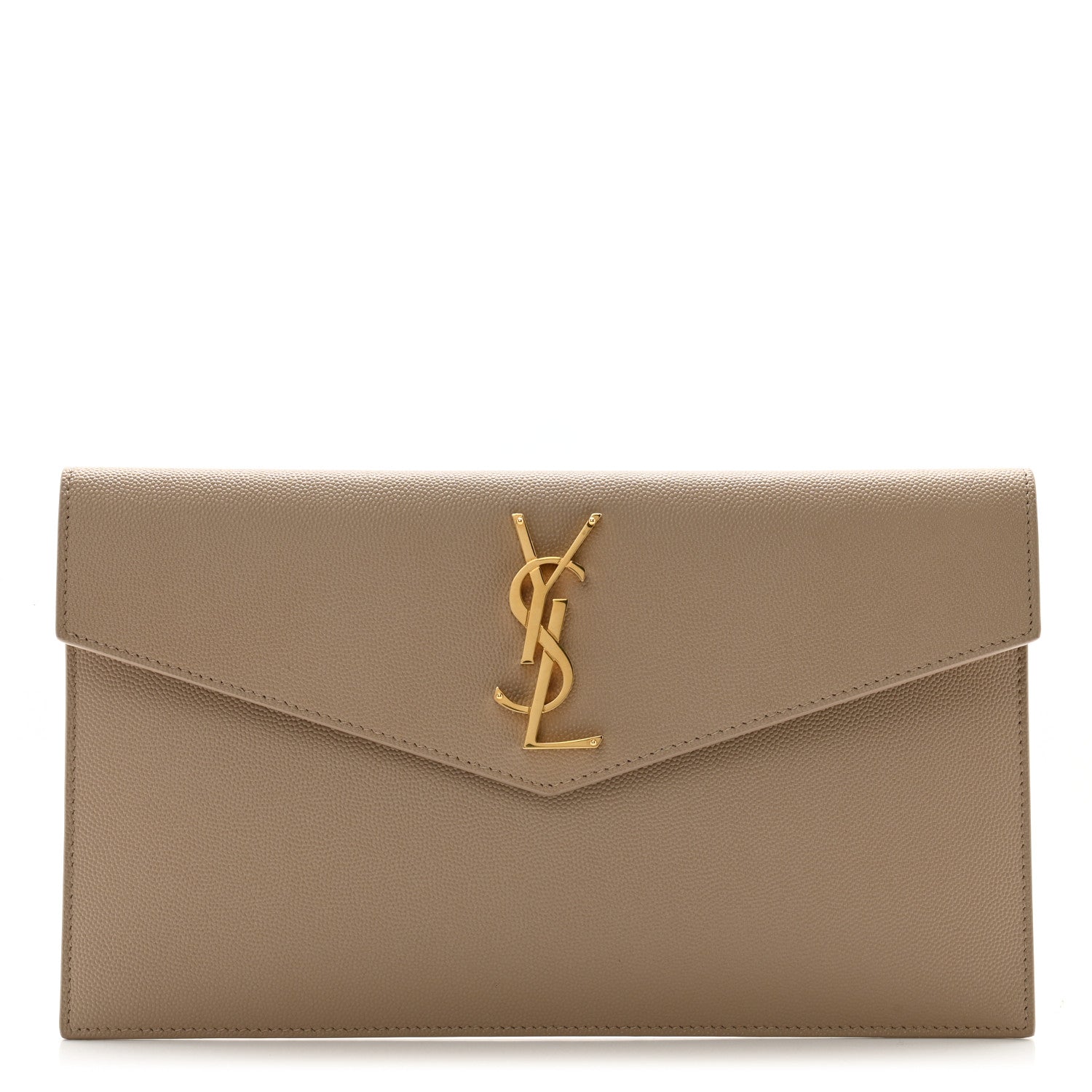 Saint Laurent Grain De Poudre Uptown Pouch Dark Beige 1 of 7