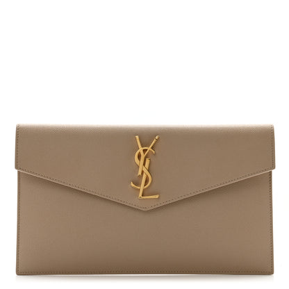 Saint Laurent Grain De Poudre Uptown Pouch Dark Beige 1 of 7