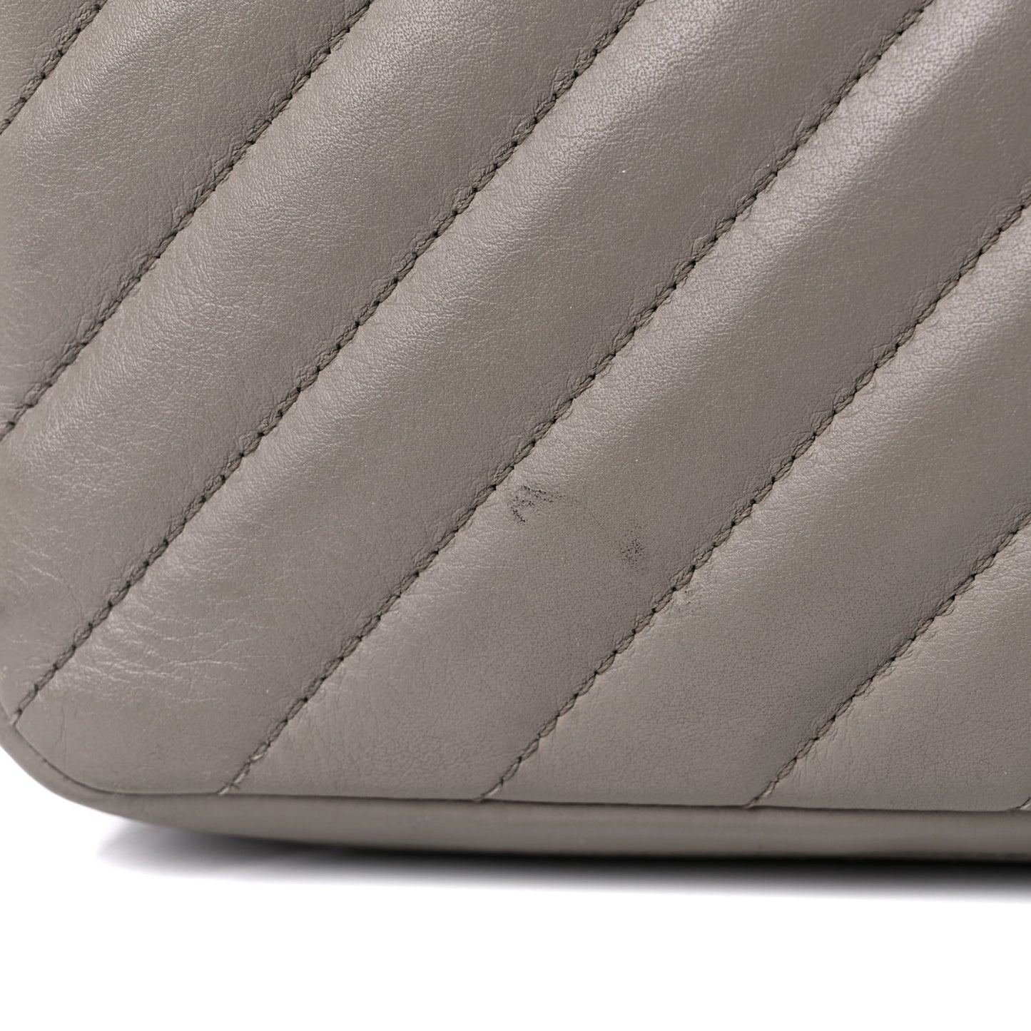 Calfskin Chevron Quilted Large Statement Flap Grey