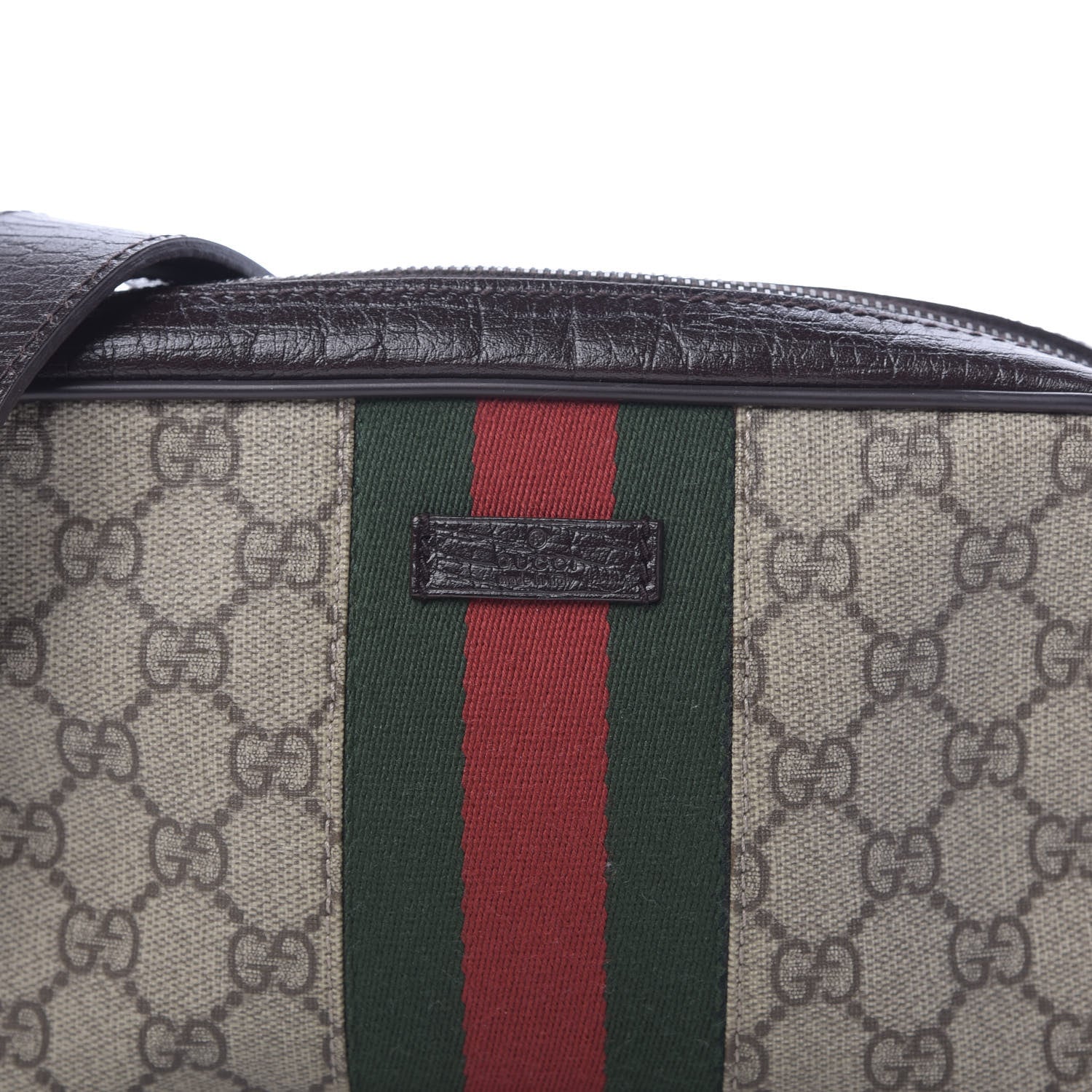 Gucci GG Supreme Monogram Canvas Web Shoulder Bag Brown 10 of 10