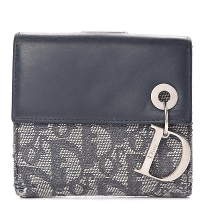 Christian Dior Monogram Compact Wallet Navy 1 of 14