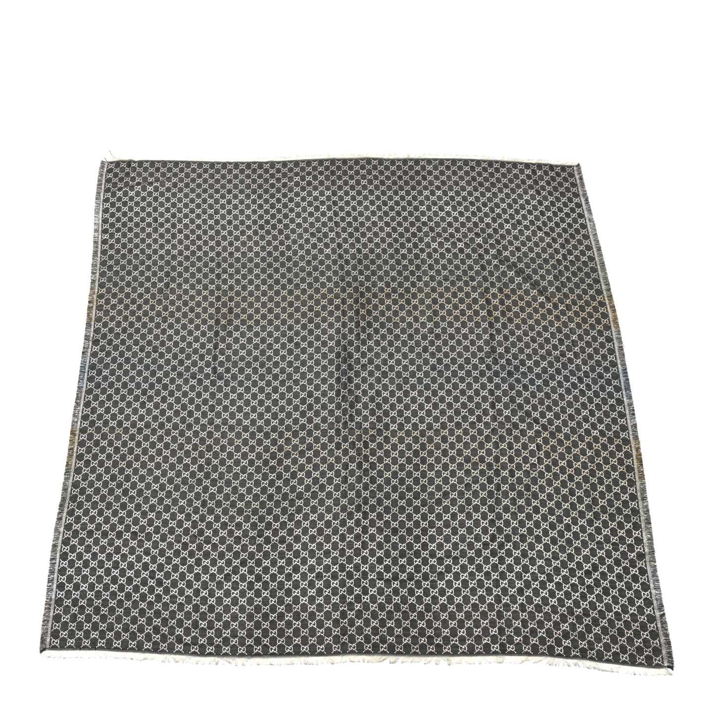 Viscose Cotton Silk Jacquard GG Monogram Shiny Summer Square Shawl Lead Multicolor