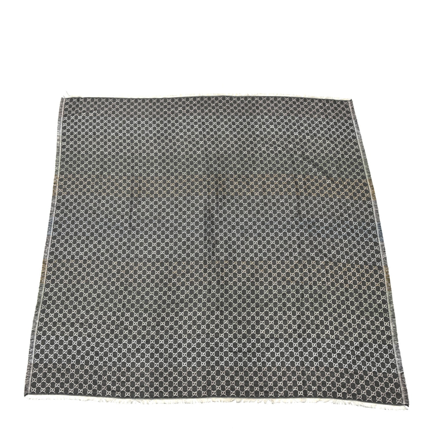 Gucci Viscose Cotton Silk Jacquard GG Monogram Shiny Summer Square Shawl Lead Multicolor 1 of 3