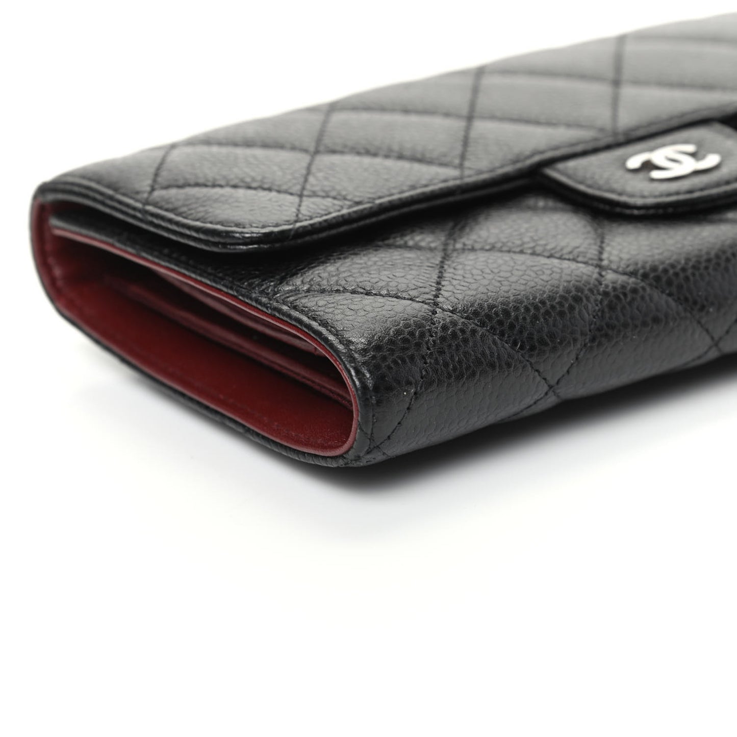Caviar Quilted Large Flap Wallet Black