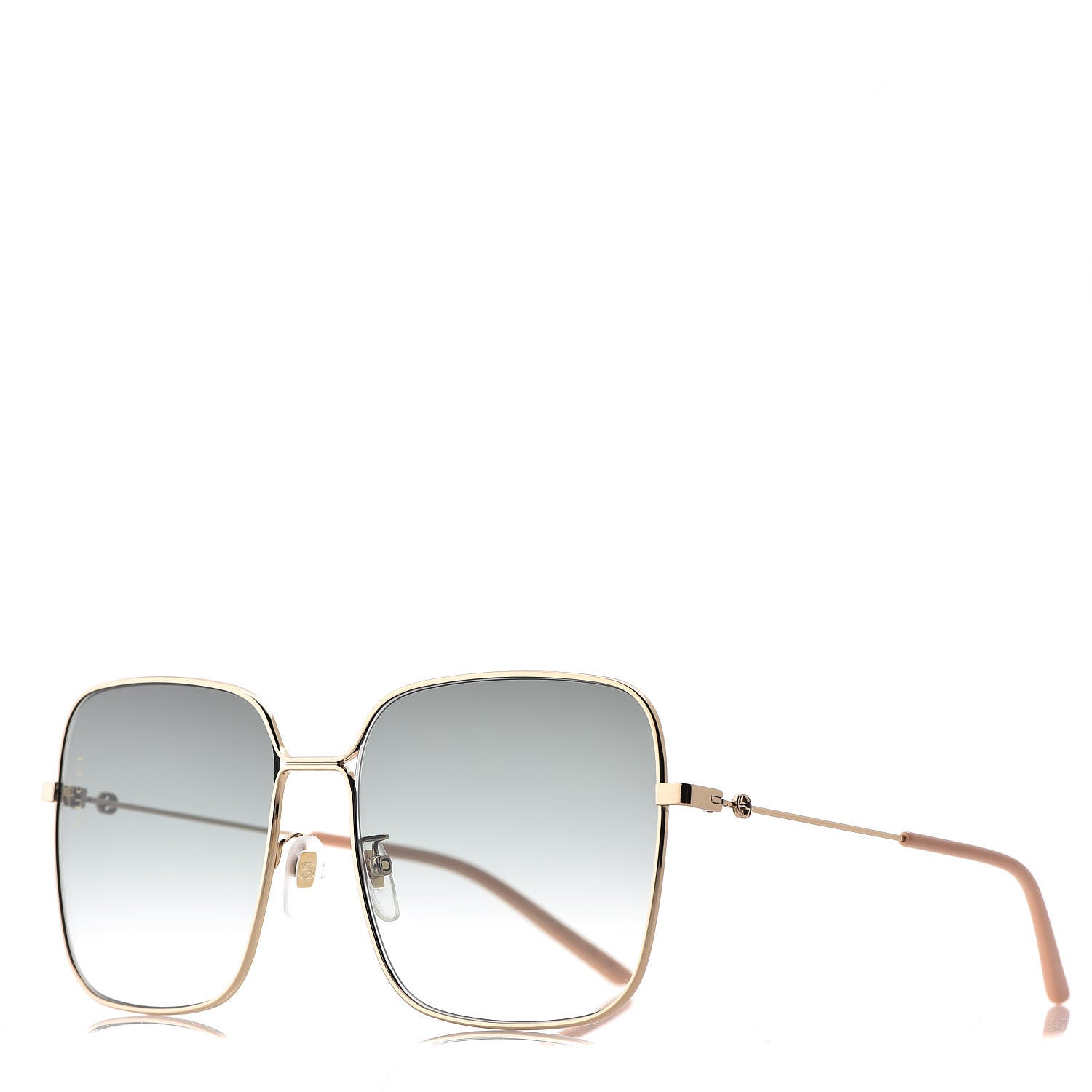 Gucci Metal Square Frame Sunglasses GG0443S Gold Grey 1 of 8