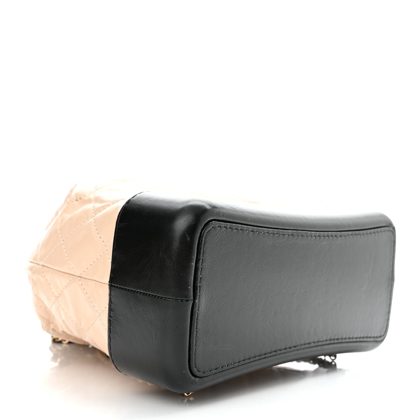 Aged Calfskin Quilted Gabrielle Backpack Beige Black