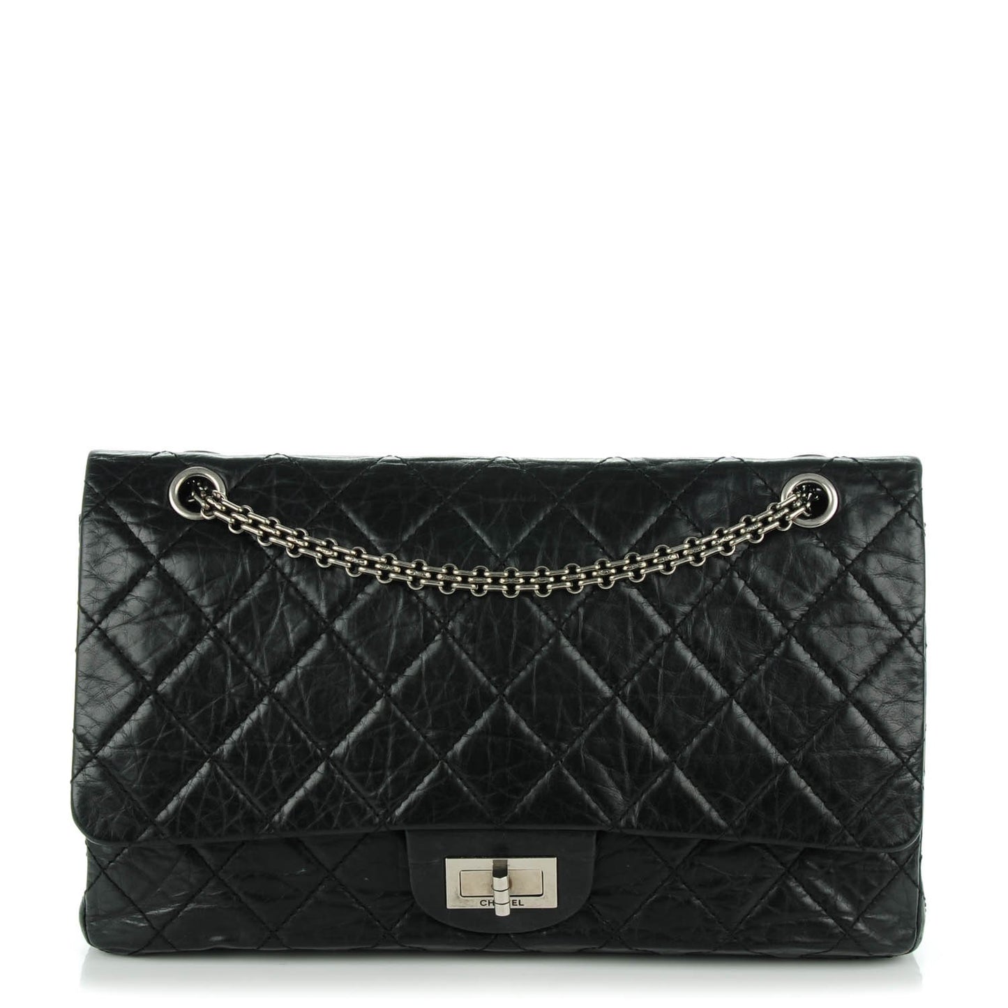 Aged Calfskin Quilted 2.55 Reissue 227 Flap Black