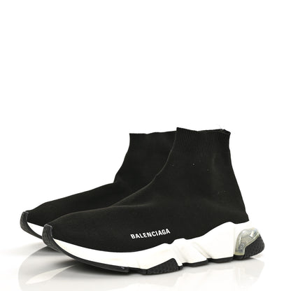 Balenciaga Neoprene Knit Mens Speed Clear Sole Sneakers 9 Black White 3 of 7