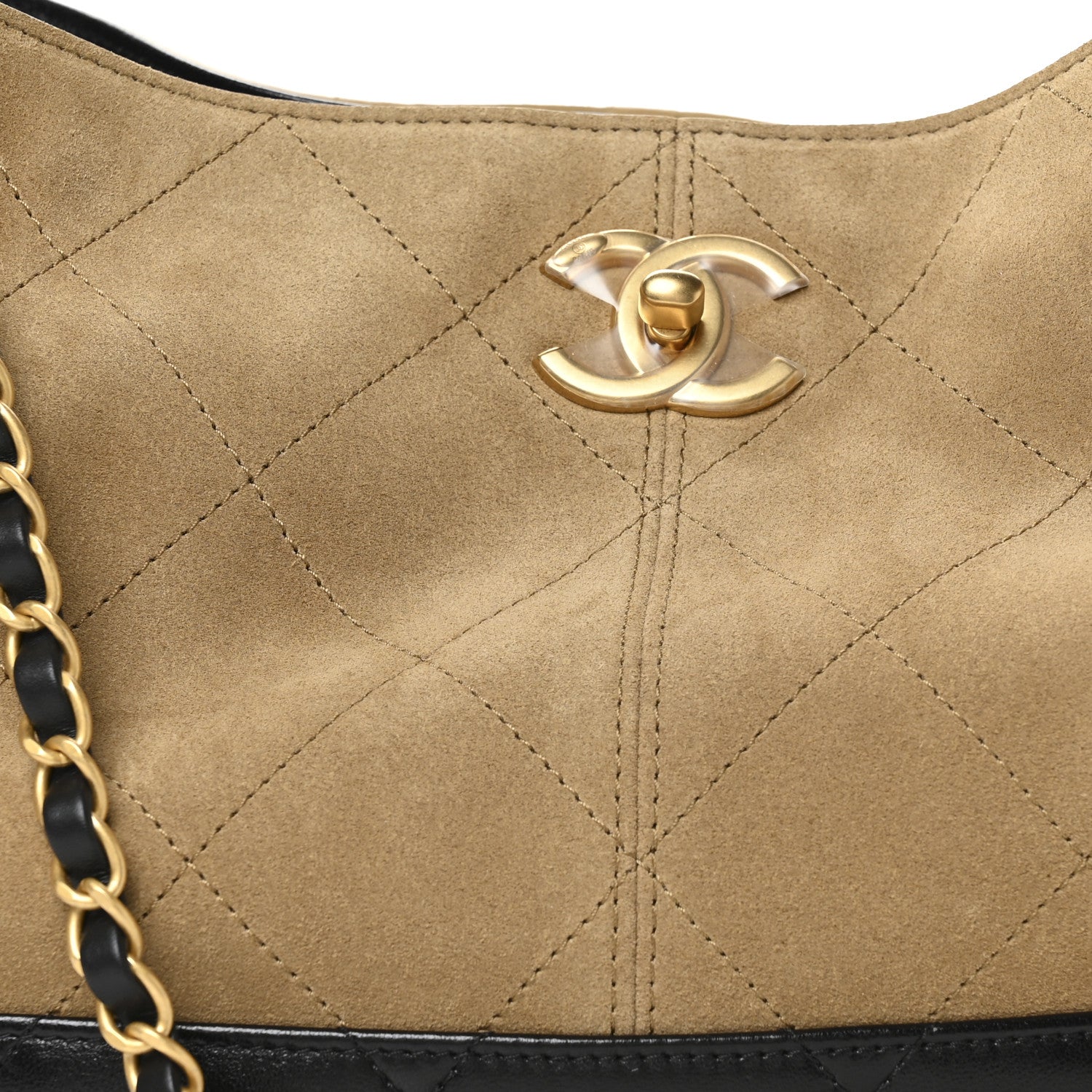 Chanel Suede Calfskin Shiny Lambskin Quilted Small Coco Base Shopping Bag Beige Black 8 of 11