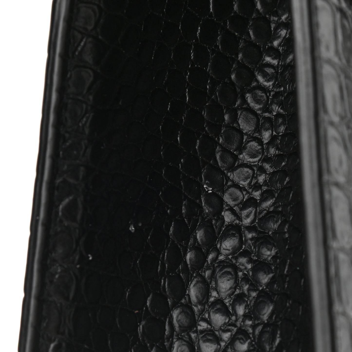 Calfskin Crocodile Embossed Monogram Large Satchel Black
