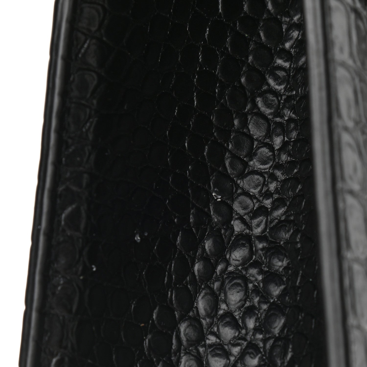 Saint Laurent Calfskin Crocodile Embossed Monogram Large Satchel Black 13 of 15