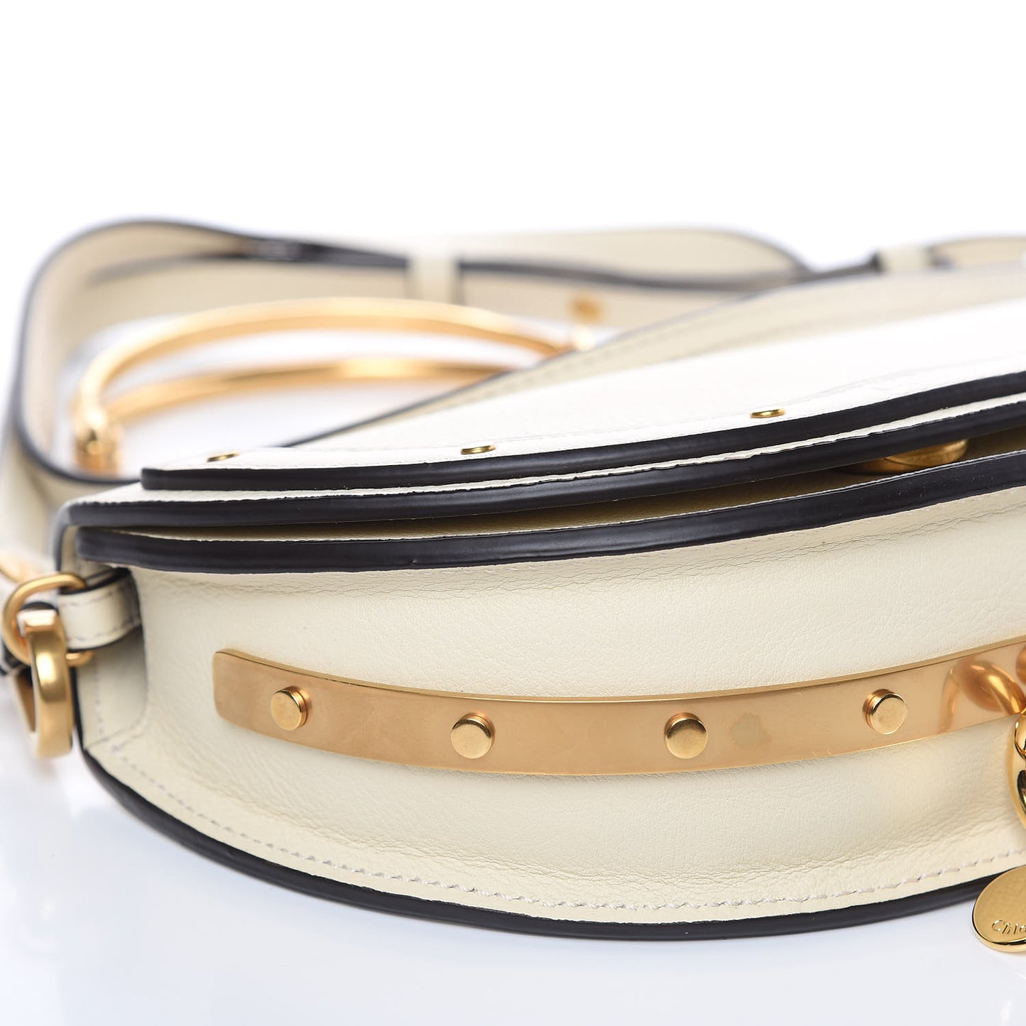 Calfskin Small Nile Bracelet Minaudiere Bag Off White