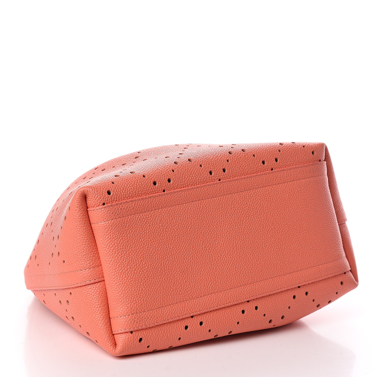 Chanel Caviar Perforated Drawstring CC Bag Coral Beige 5 of 12