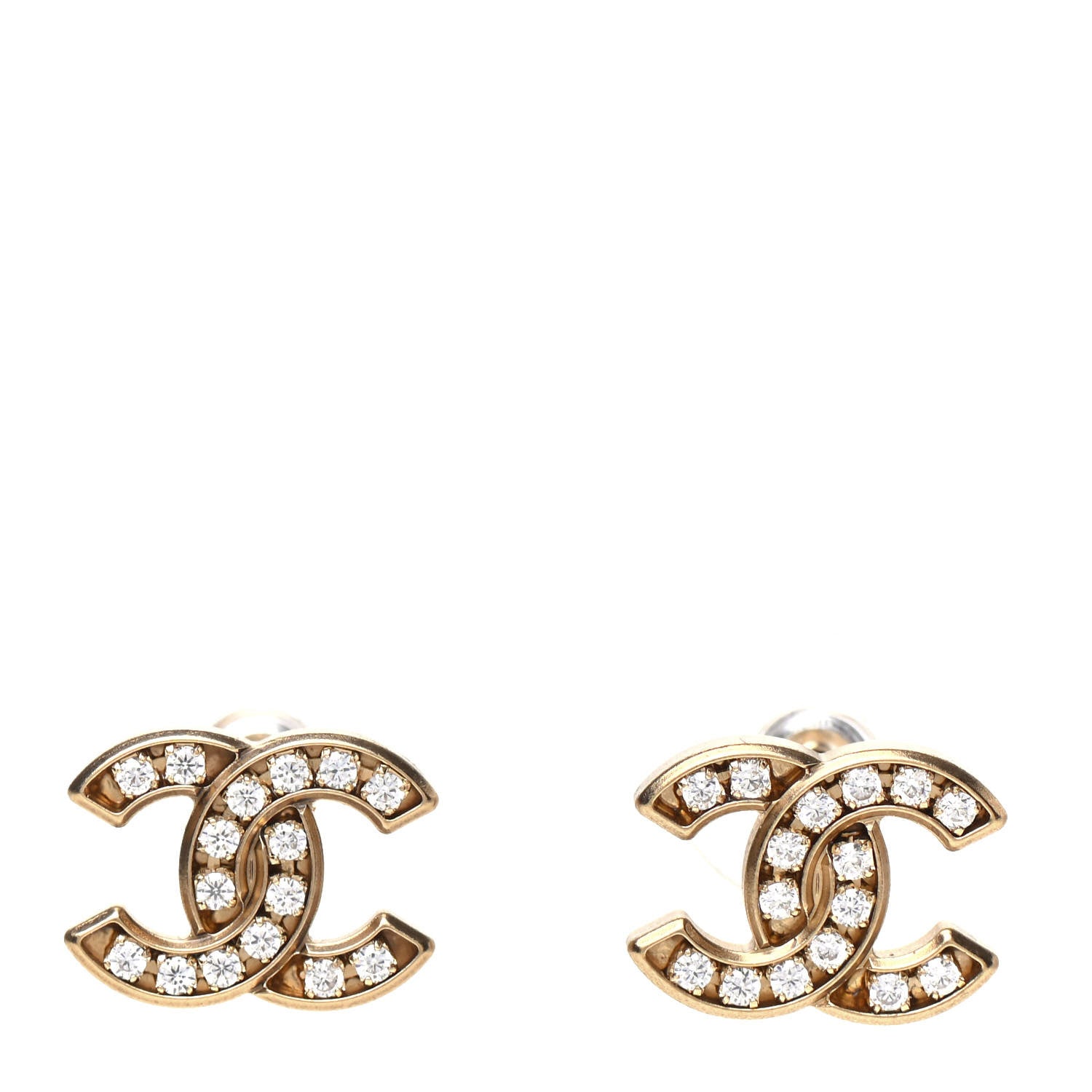 Chanel Crystal CC Earrings Gold 1 of 5
