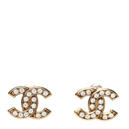 Chanel Crystal CC Earrings Gold 1 of 5