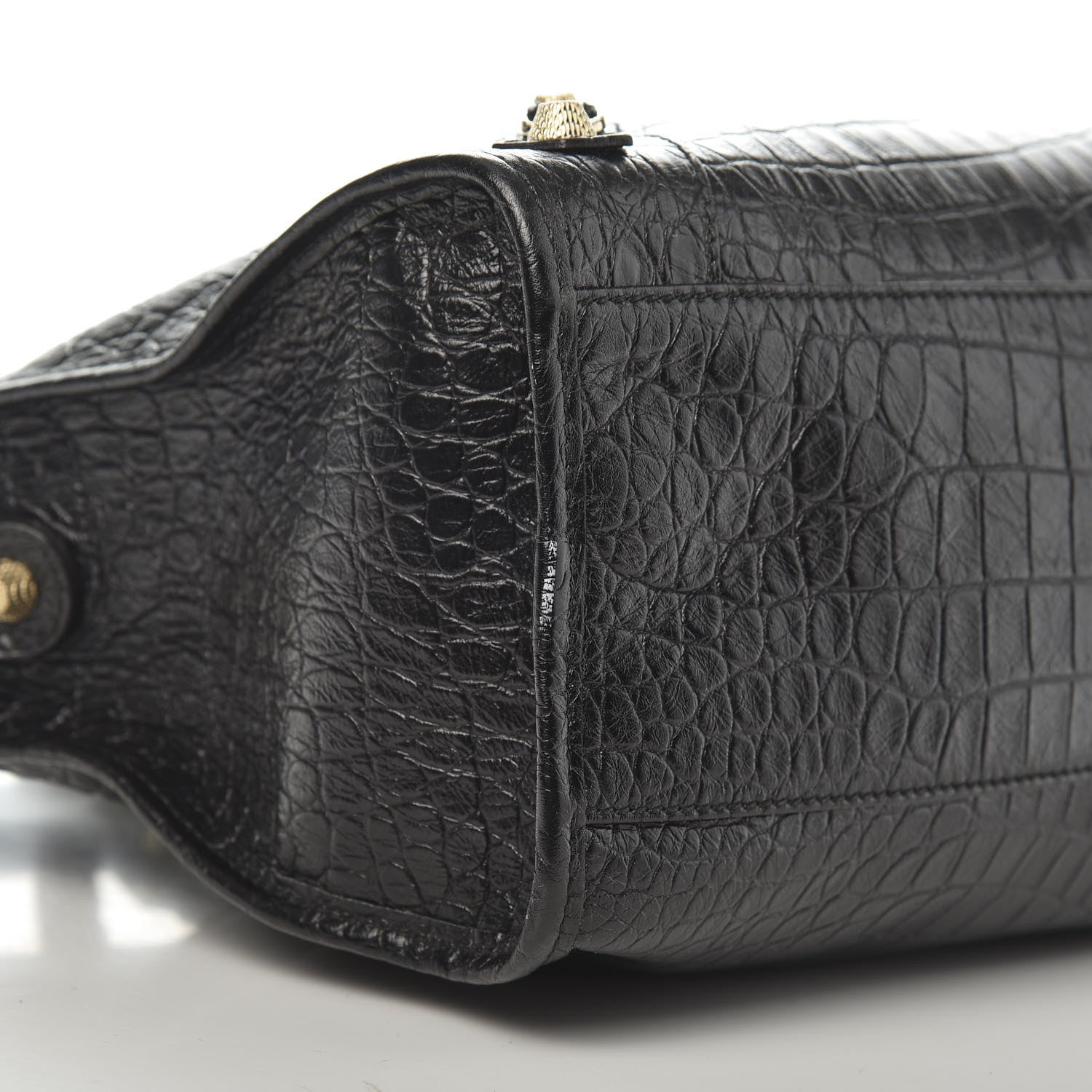 Balenciaga Calfskin Crocodile Embossed Giant 12 Gold Hardware City Black 8 of 10