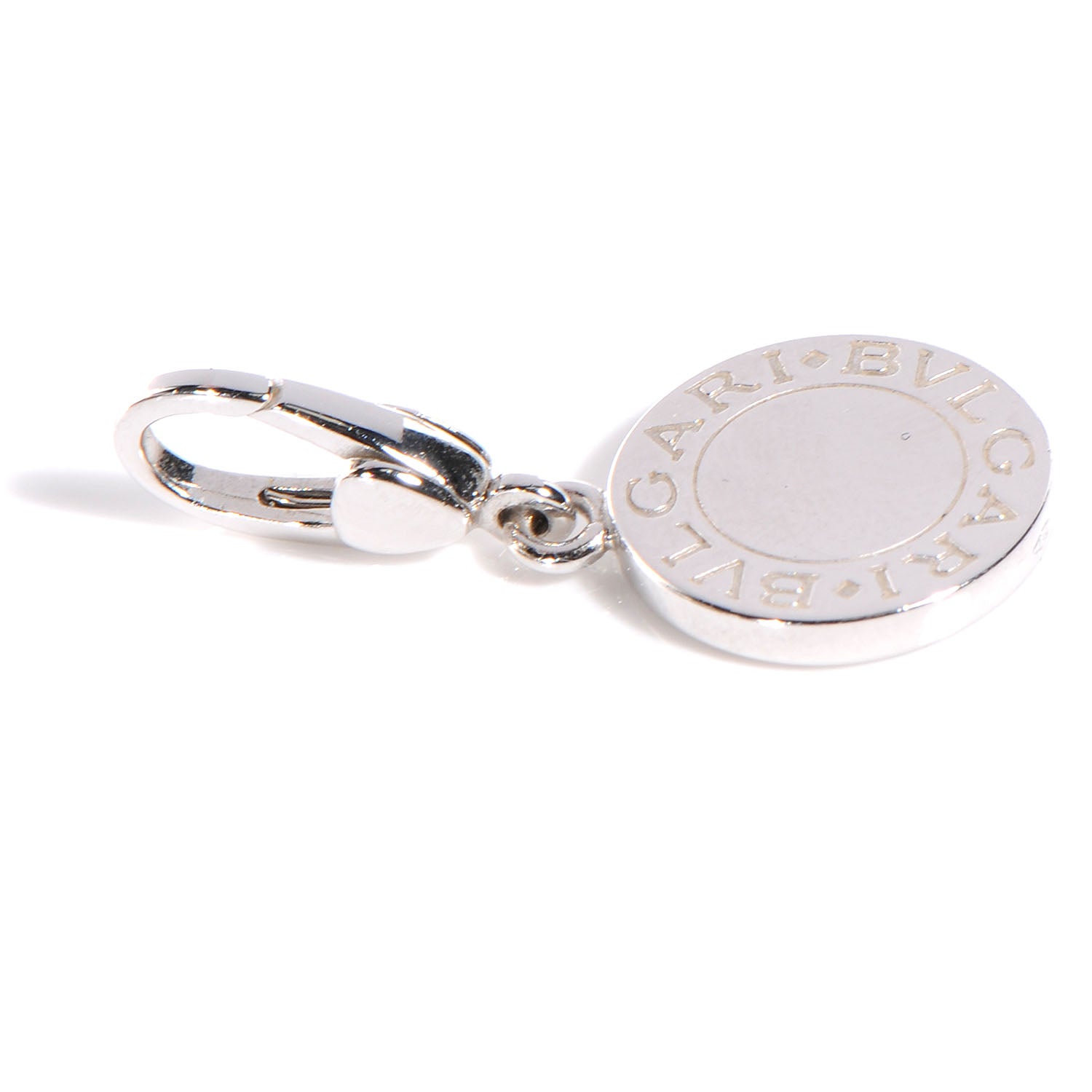 Bulgari BVLGARI 18k White Gold Disc Charm Pendant W Pave Diamonds 3 of 4