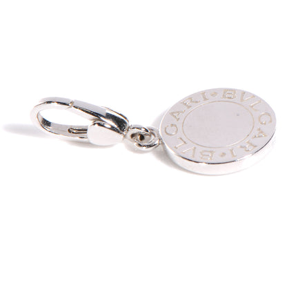 Bulgari BVLGARI 18k White Gold Disc Charm Pendant W Pave Diamonds 3 of 4