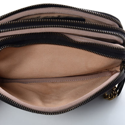 Gucci Calfskin Matelasse Mini GG Marmont Chain Crossbody Bag Black 6 of 8