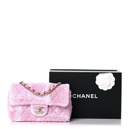 Chanel Tweed Quilted Mini Rectangular Flap Light Pink White 11 of 11