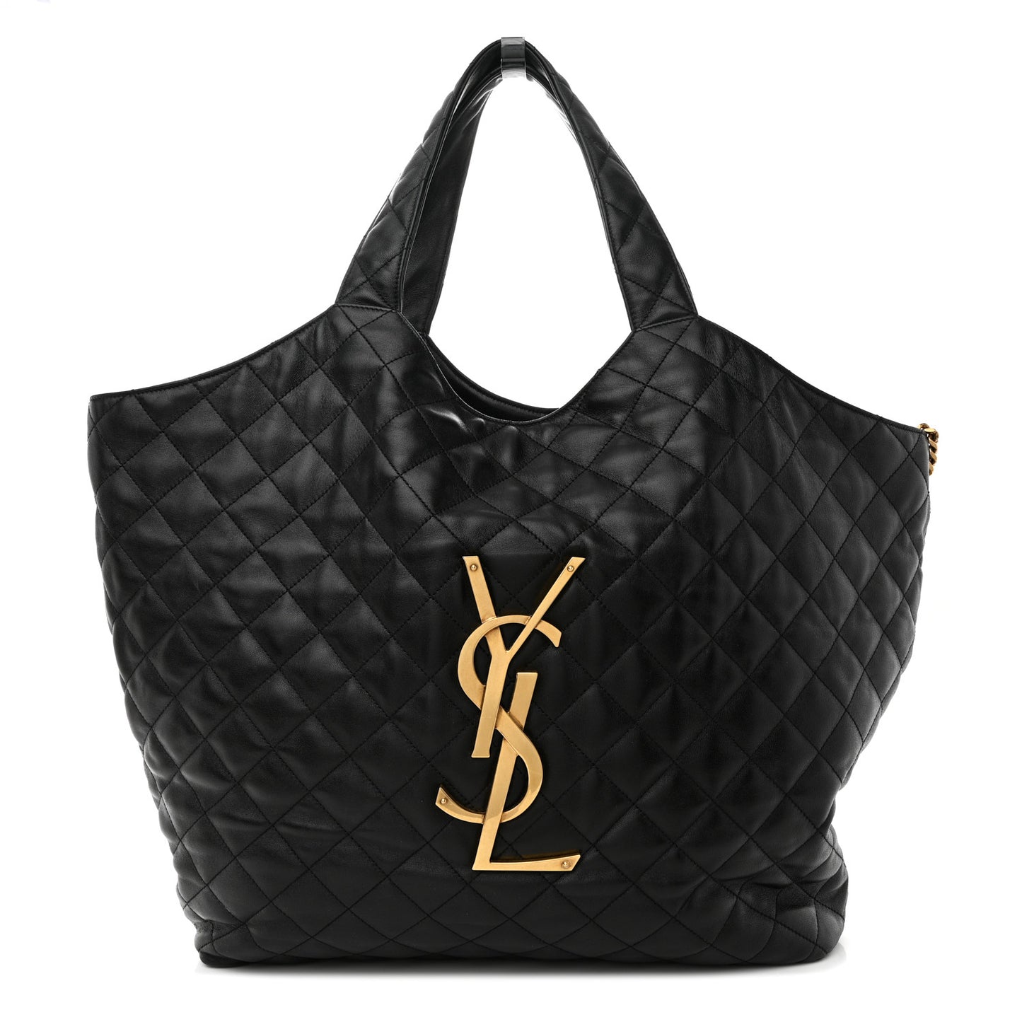 Lambskin Quilted Maxi Icare Shopping Tote Black