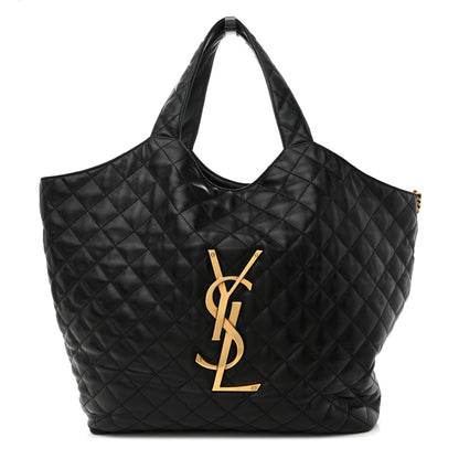 Saint Laurent Lambskin Quilted Maxi Icare Shopping Tote Black 1 of 10