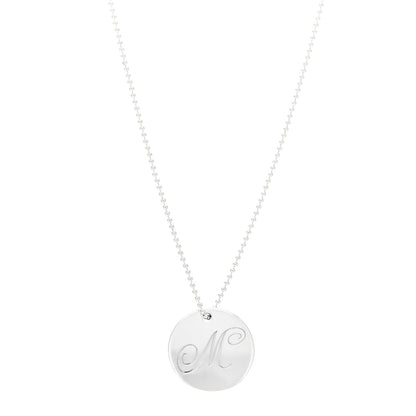 Tiffany Sterling Silver Letter M Disc Pendant Necklace 1 of 5