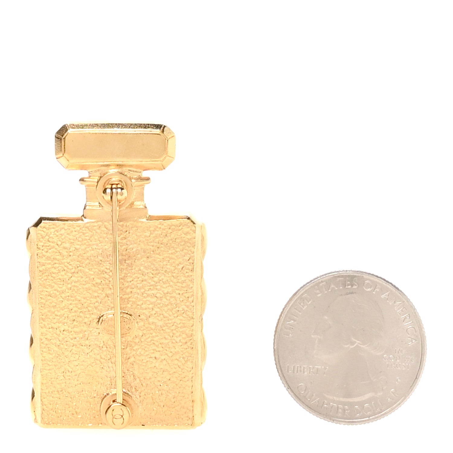 Chanel Enamel Pearl Quilted Perfume Bottle CC Brooch Gold 4 of 8