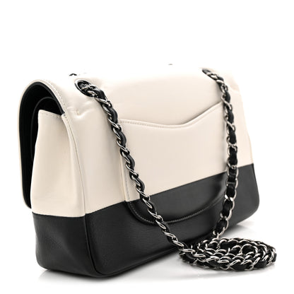 Chanel Calfskin Duo Medium Double Flap  White Black 3 of 13
