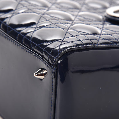 Christian Dior Patent Cannage Medium Lady Dior Navy Blue 10 of 15