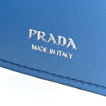 Prada Vitello Daino Triangle Continental Zip Wallet Blue 6 of 6