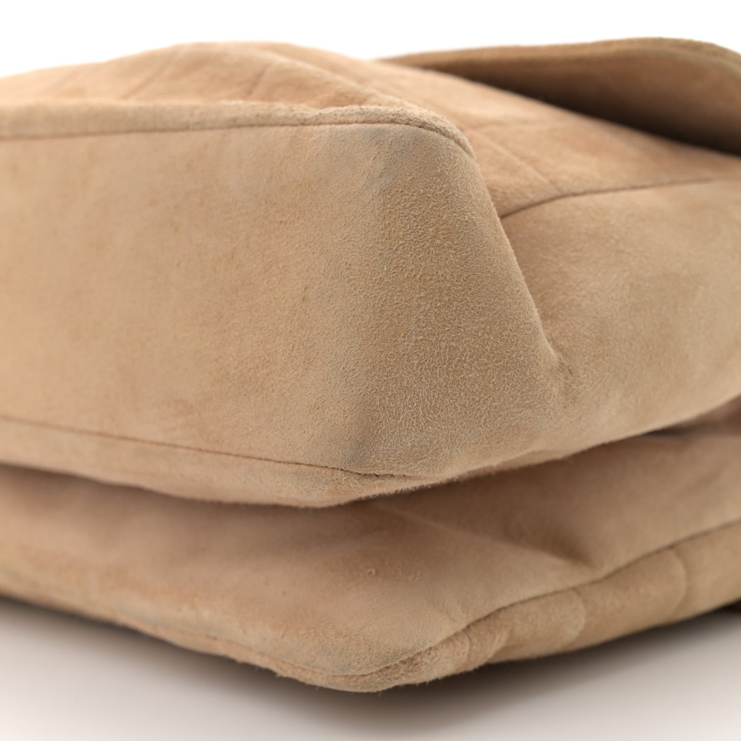 Suede Chocolate Bar Mademoiselle Flap Beige