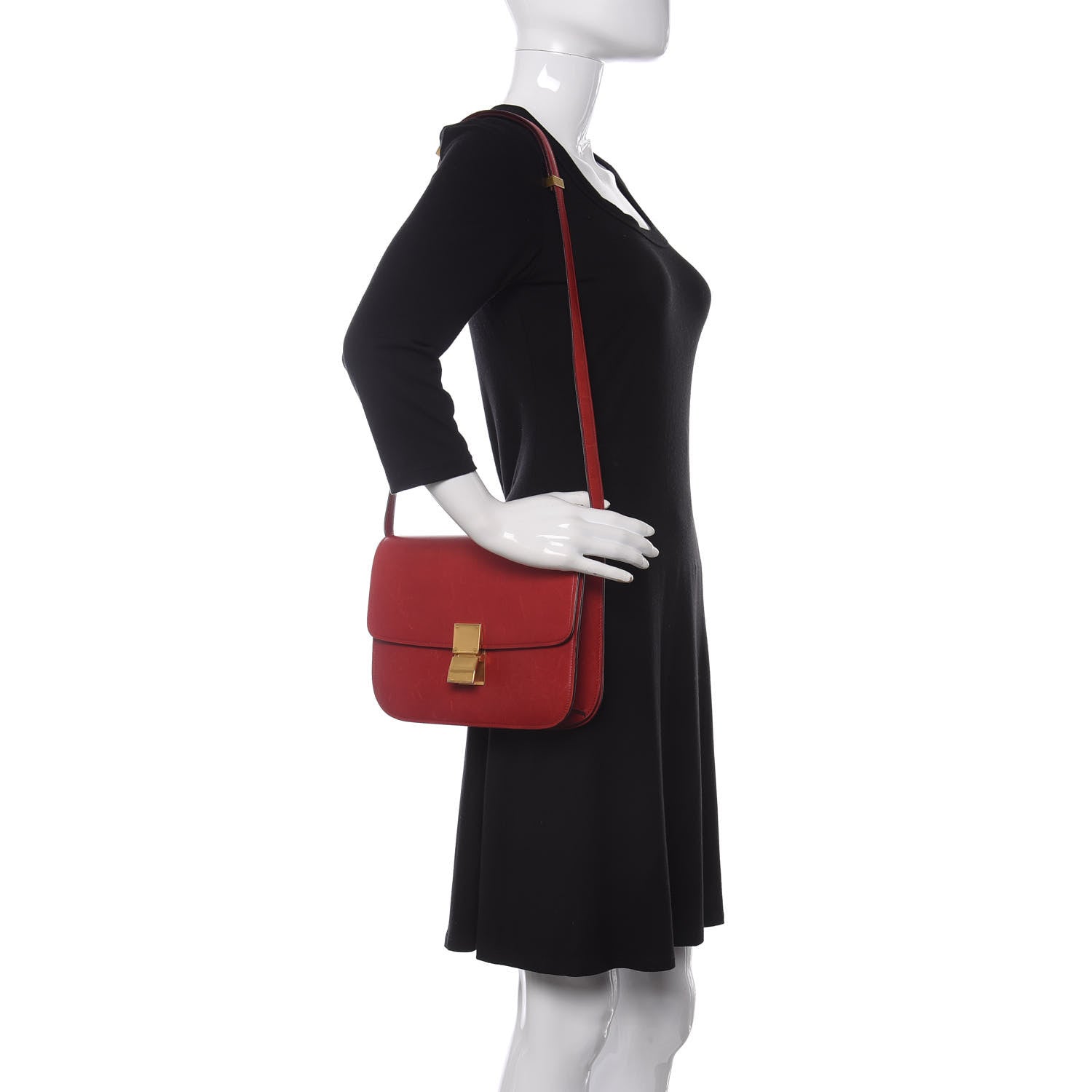 Celine Box Calfskin Medium Classic Box Flap Bag Red 2 of 11