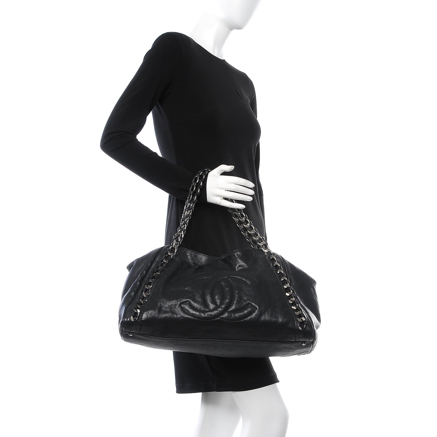 Chanel Glazed Caviar East West Modern Chain Tote Black 2 of 11