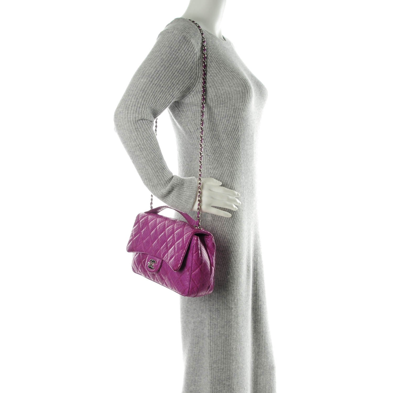 Chanel Elaphe Snakeskin Quilted Medium Easy Carry Flap Purple 2 of 12