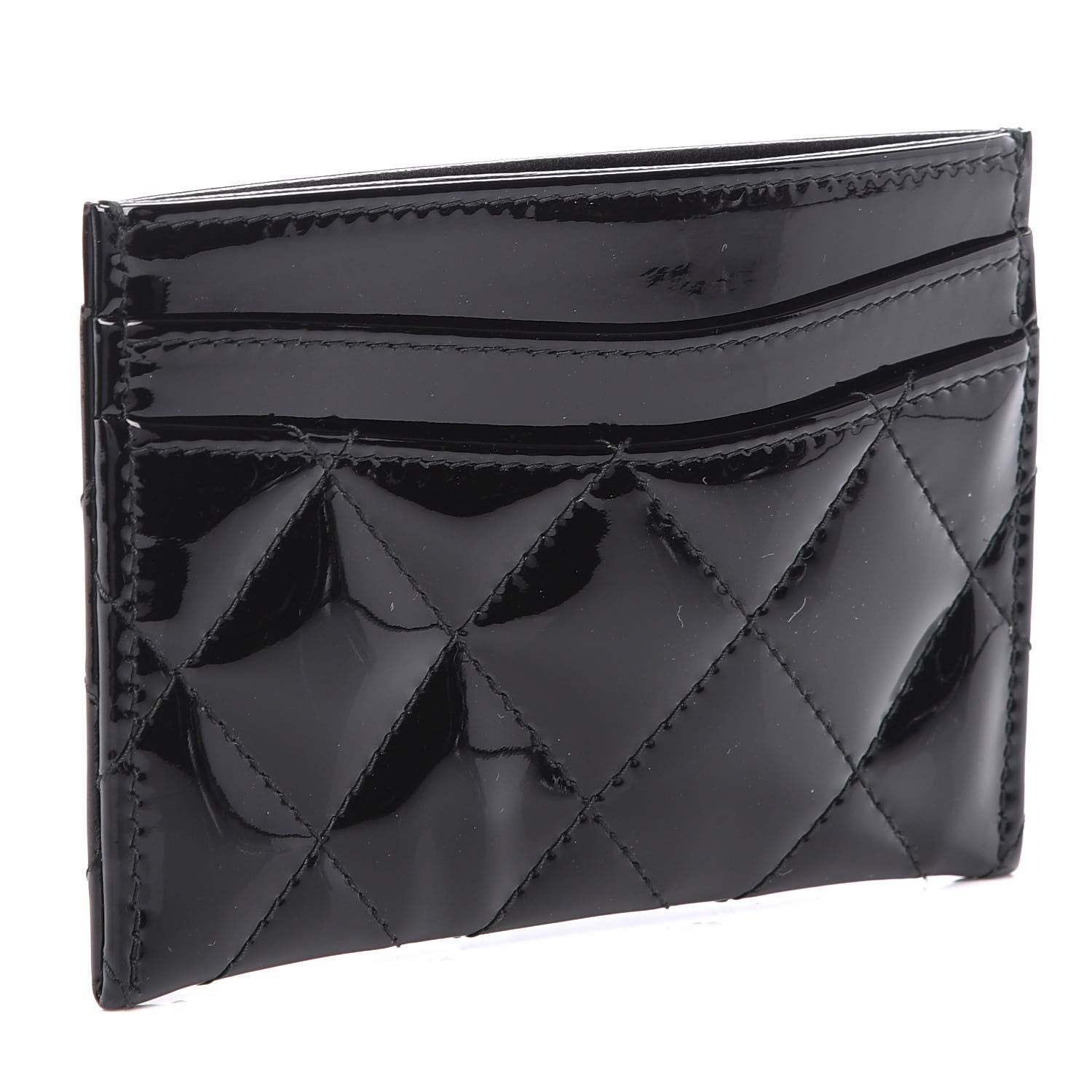 Chanel Patent Calfskin Quilted Card Holder Black 2 of 9