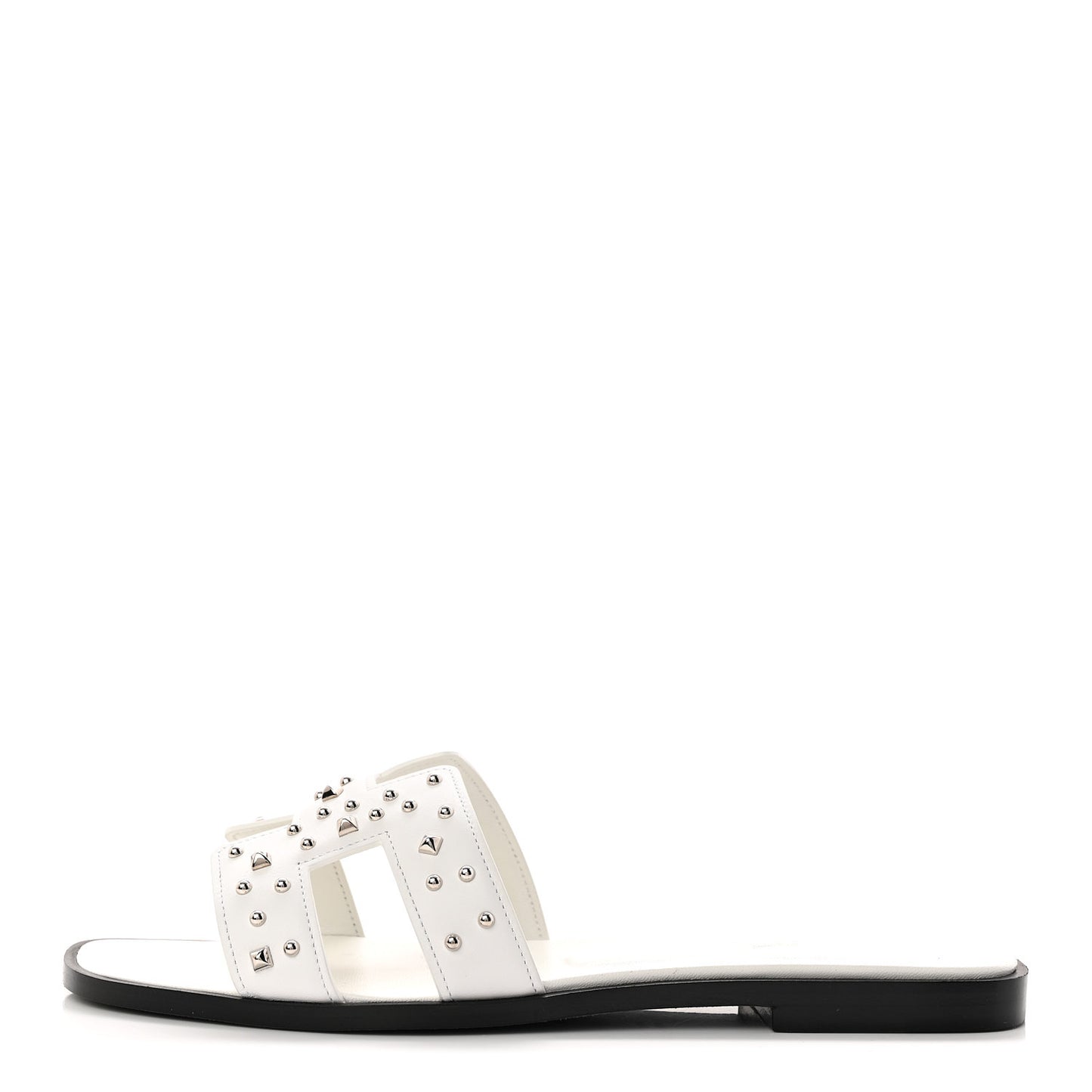 Calfskin Studded Oran Sandals 37.5 White