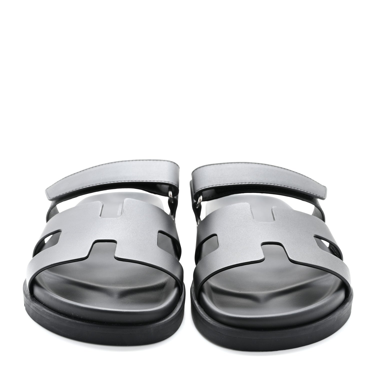 Hermes Calfskin Womens Chypre Sandals 39.5 Black 3 of 10