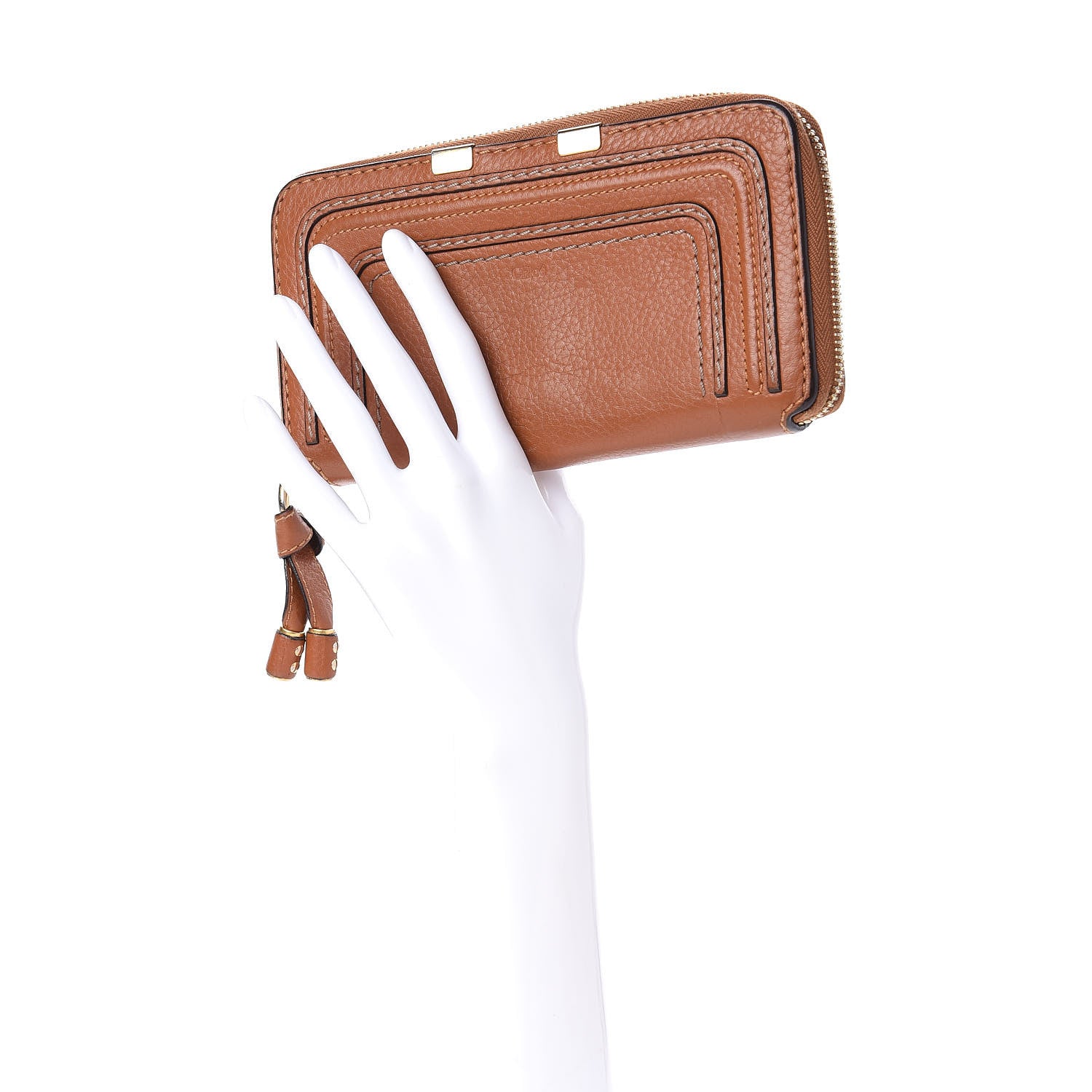 Chloe Grained Calfskin Marcie Long Zip Around Wallet Tan 2 of 12