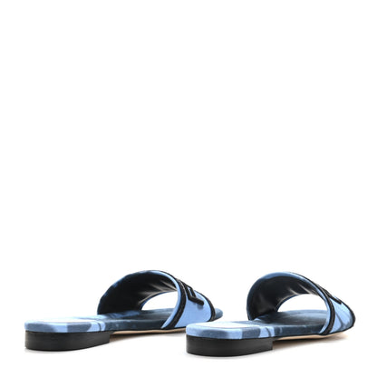 Fendi Canvas Floral Print Logo Flat Slide Sandals 35 Sagittarius Black 4 of 7