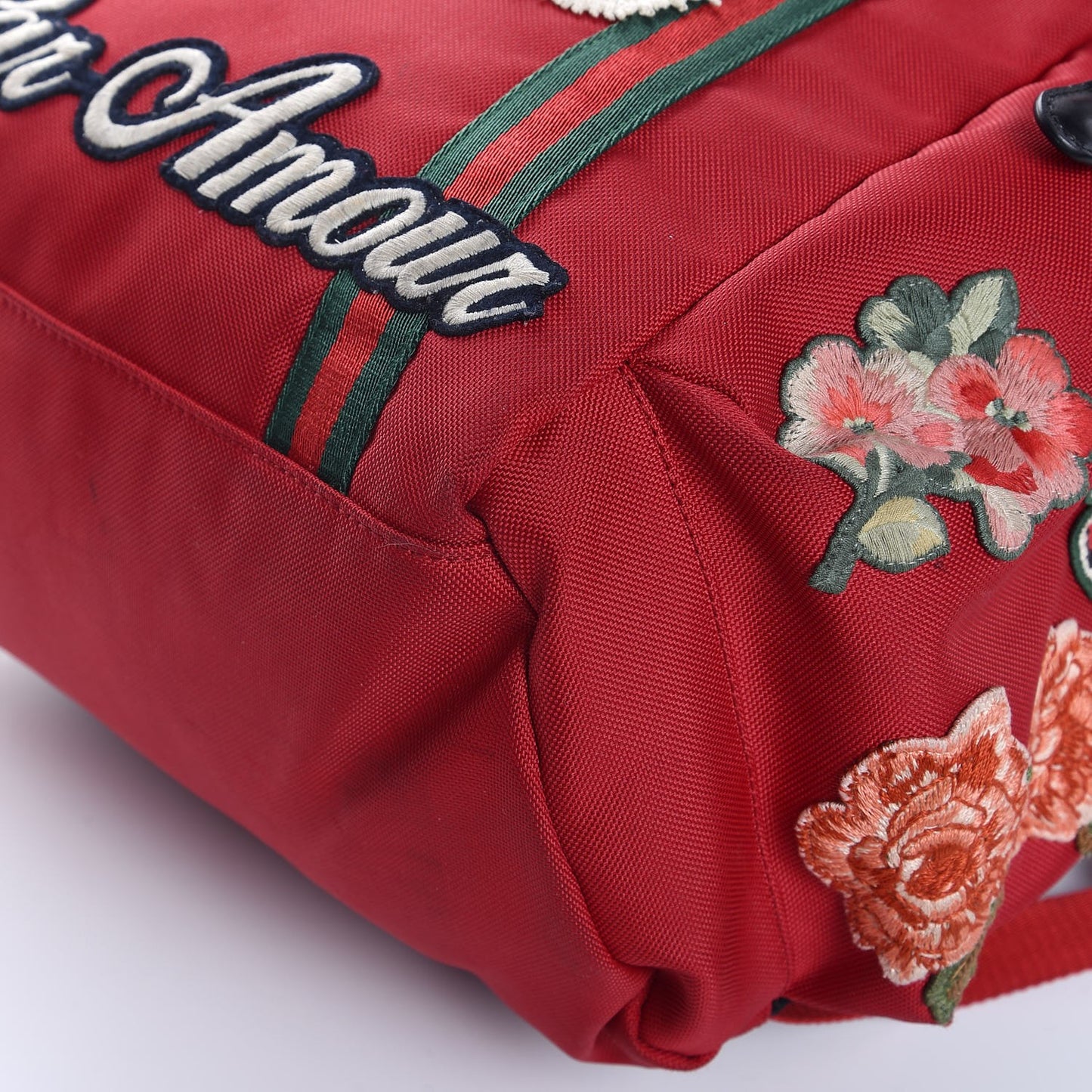 Nylon L'Aveugle Par Amour Embroidered Double Buckle Backpack Red