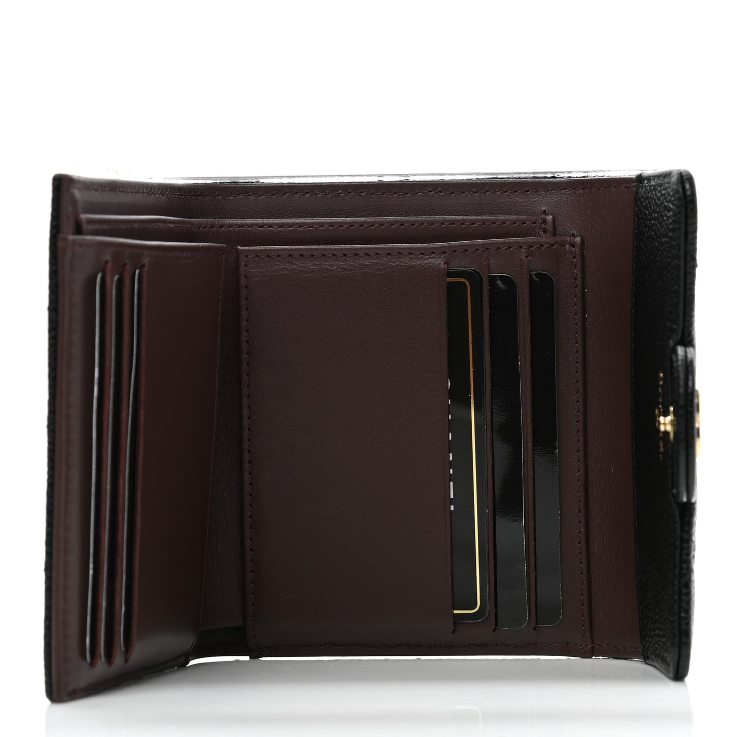Caviar Quilted Compact Flap Wallet Black