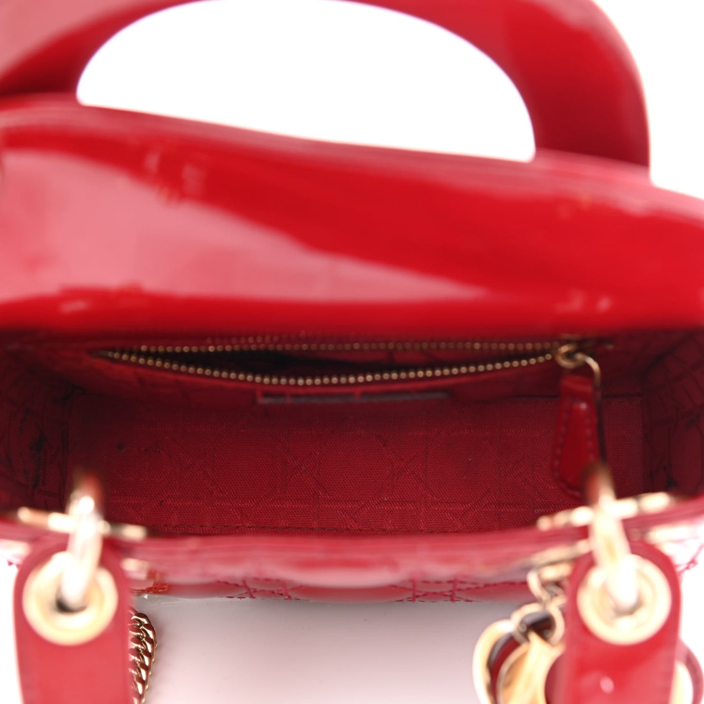 Patent Cannage Mini Lady Dior Red
