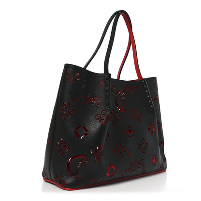 Christian Louboutin Calfskin Loubinthesky Large Perforated Cabarock Spikes Tote Black 3 of 9