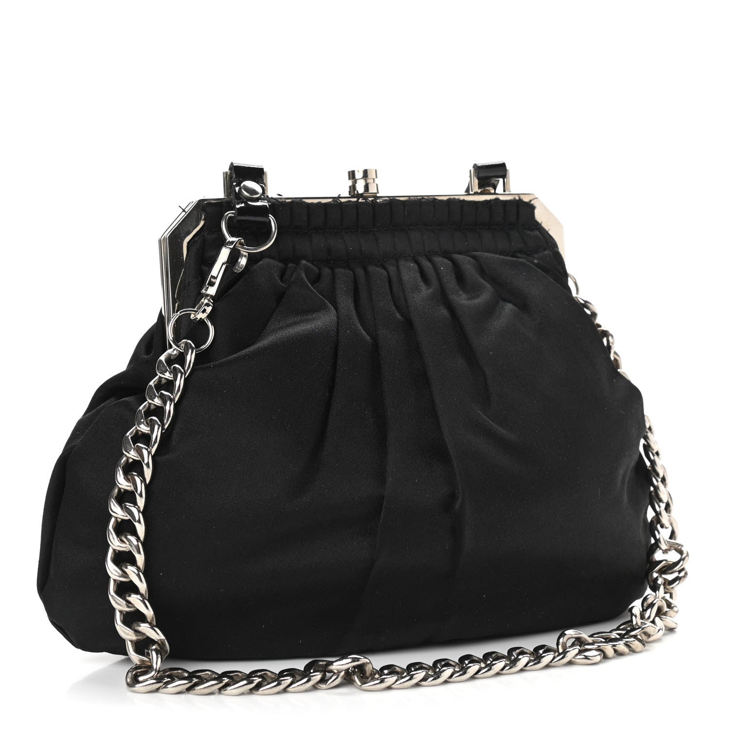 Lanvin Satin Pleated Clutch Black 2 of 10